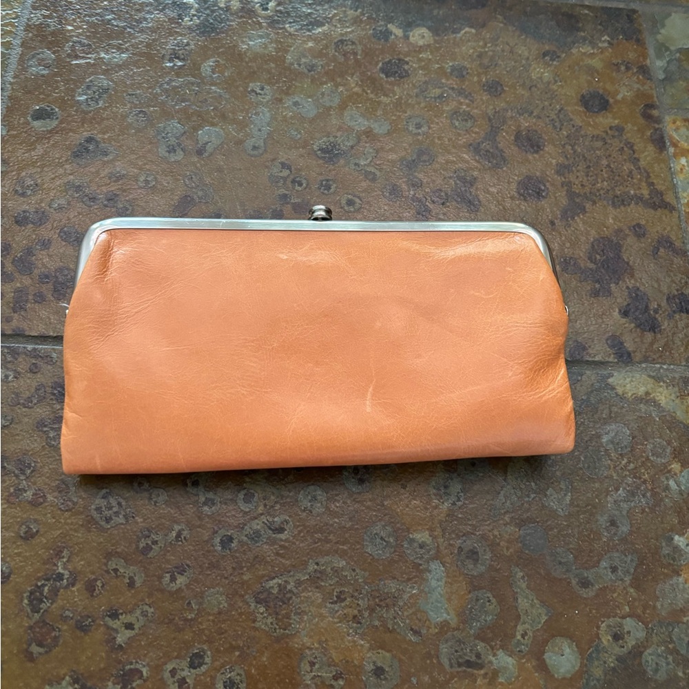 HOBO Orange Leather Kiss-Lock Clutch Wallet